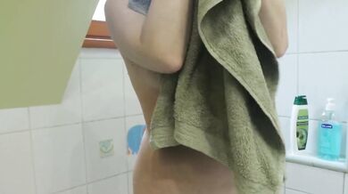Amazing Naked Redhead Wife Blow Drying Her Hair