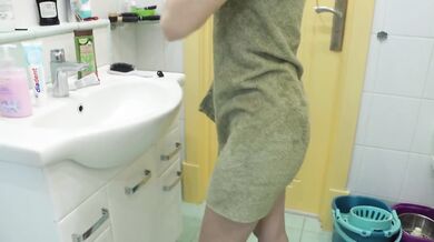 Amazing Naked Redhead Wife Blow Drying Her Hair