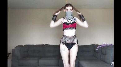 Topless Left on BF Phone Before Work Destroyed Dripping Ass Jiggle Black Red Lingerie Tattooed Brunette Compilation