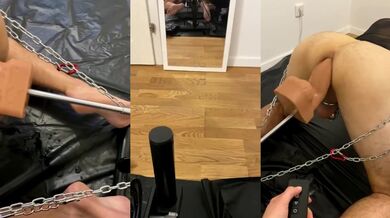 Mistress destroys slave with MHT Cody Cachet Large Willie Wanka sex machine huge dildo for sissygasm anal orgasm