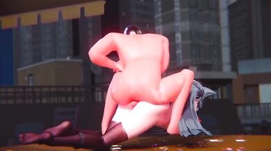 Miyabi and Yixuan Destroyed in Hardcore Zenless Zone Zero Bukkake Creampie