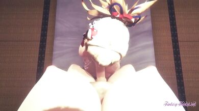 Genshin Impact Hentai Futanari Yoimiya Blowjob with Cum in Her Mouth to Ayaka Futanari