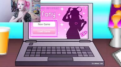 gamer girl blows and rides pink hair topless animated dildo porn game