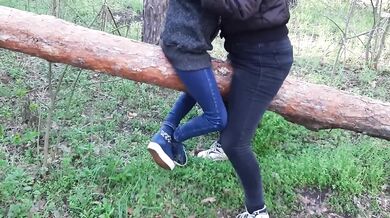 Cumming in clothes on a log - lesbian_illusion
