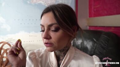 Maitresse Nikky French Smokes Cigarette For You POV School Brunette MILF