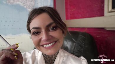 Maitresse Nikky French Smokes Cigarette For You POV School Brunette MILF