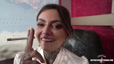 Maitresse Nikky French Smokes Cigarette For You POV School Brunette MILF