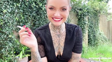 French Brunette Nikky French Smoke Spit Swallow POV Femdom Tattooed Amateur GF HD