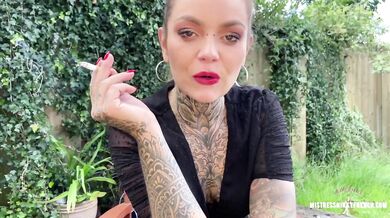 French Brunette Nikky French Smoke Spit Swallow POV Femdom Tattooed Amateur GF HD