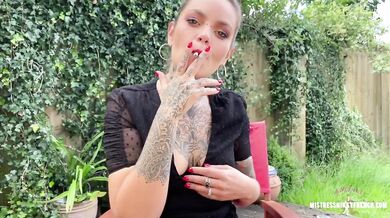 French Brunette Nikky French Smoke Spit Swallow POV Femdom Tattooed Amateur GF HD