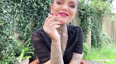 French Brunette Nikky French Smoke Spit Swallow POV Femdom Tattooed Amateur GF HD