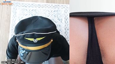 The hole in the stewardess ass is throbbing and thirsty for cock
