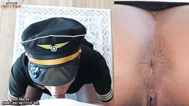 The hole in the stewardess ass is throbbing and thirsty for cock