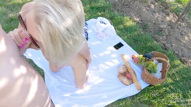 A stranger came when I was playing alone on picnic. He fucked my mouth & cum all over my face.