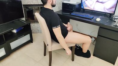 mature mom gives her stepson a handjob while watching porn