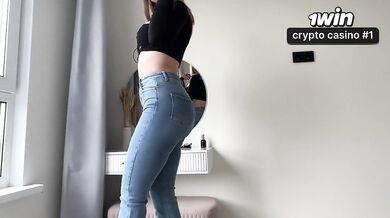 "Fuck Me Again" - A Very Sexy Stepmom in Tight Jeans and Black Stockings Fucking Her Stepson