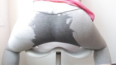 So much pee in the new gray pants