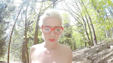 girl is Caught during fucking by a peeper in forest in all 3 holes