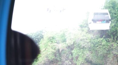 My very nervous and shy girl strips naked on the funicular part 1