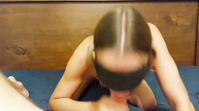 Hotwife Gives a Sloppy Blowjob While Blindfolded