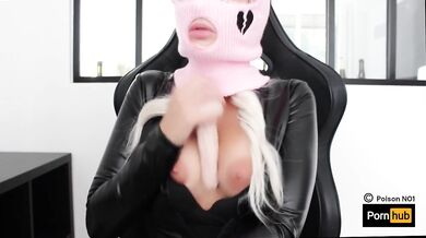 Baby gives a sloppy blowjob on her dildo!