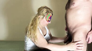 Cali did the most beautiful blowjob and finally Earl cums over her face like a fountain