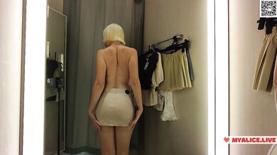 Hot blonde MyCandyAlice trying on sexy clothes. I try on sexy clothes in a fitting room