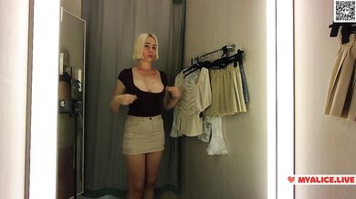 Hot blonde MyCandyAlice trying on sexy clothes. I try on sexy clothes in a fitting room