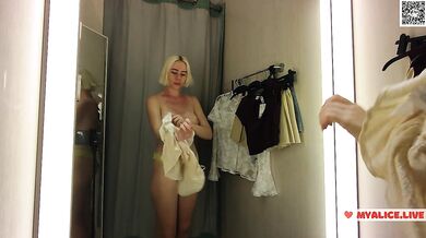 Hot blonde MyCandyAlice trying on sexy clothes. I try on sexy clothes in a fitting room