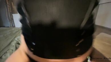 sexy call girl in little black dress - blowjob n cock ride with hot creampie inside cum dripping out