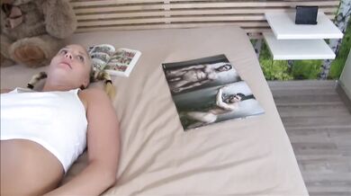 Foxy teeny with pigtails fucked - moster facial