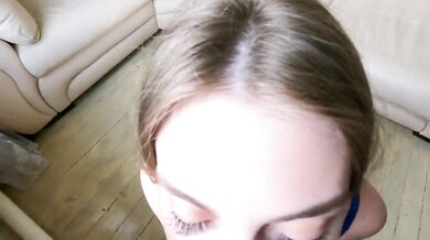 Slut teen showed deep throat and jumped on dick and got cum