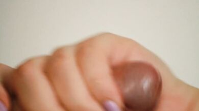 Close-up sensual teasing edging blowjob after a dry week results in a dripping mouth full of cream