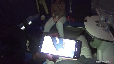 OUTDOOR BLOWJOB with EPIC CUMSHOR FACIAL in the train!