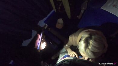 OUTDOOR BLOWJOB with EPIC CUMSHOR FACIAL in the train!
