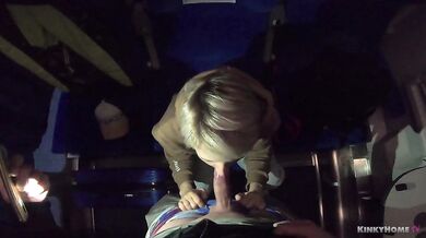 OUTDOOR BLOWJOB with EPIC CUMSHOR FACIAL in the train!