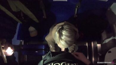 OUTDOOR BLOWJOB with EPIC CUMSHOR FACIAL in the train!