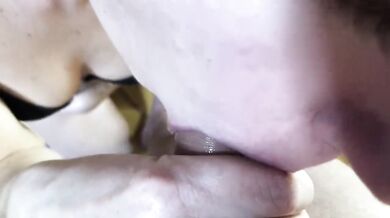 Blowjob creampie - cum in mouth and swallow