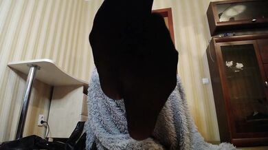 Smell feet in nylon stockings after a long day (custom video)