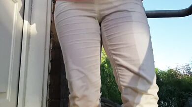White Jeans Peeing compilation. How stained can I make them? ;)
