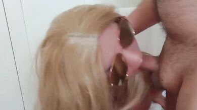 Sexy lady sucks the man sauce straight from the tap