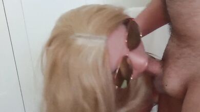 Sexy lady sucks the man sauce straight from the tap