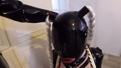 Miss Maskerade Latex Bondage Blowjob Session for Master Sam Desmond
