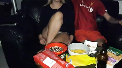 Sexy  invited over first time to watch football and she rode on my cock like riding 