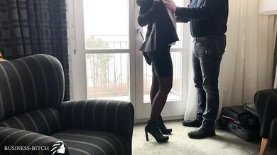 sexy secretary fucked in business meeting break at hotel room