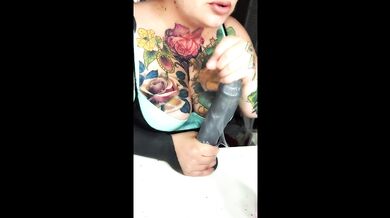 Tattooed Busty Blonde Gives Sloppy Cum Lube Blow and Moaning Orgasm With Toys