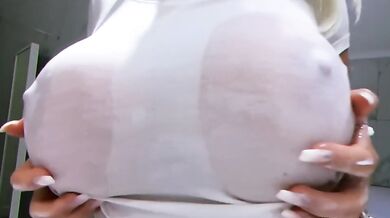 Step mom Milf playing with her huge wet tits