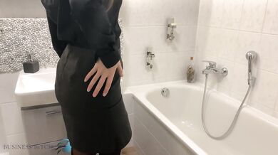 business woman comes home after work undress herself and takes sexy shower