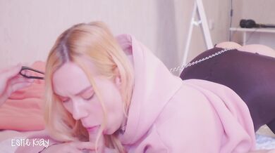 Silly step sis wants to go for a walk with a butt plug on leash, but gets anal fuck instead.