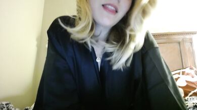 sexy blonde satin robe joi